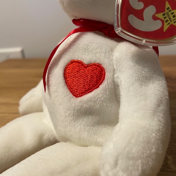 Ty Beanie Babies Valentino Bear White Red Heart 1994 – New Tag Protector VINTAGE - Picture 7 of 10